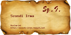 Szondi Irma névjegykártya